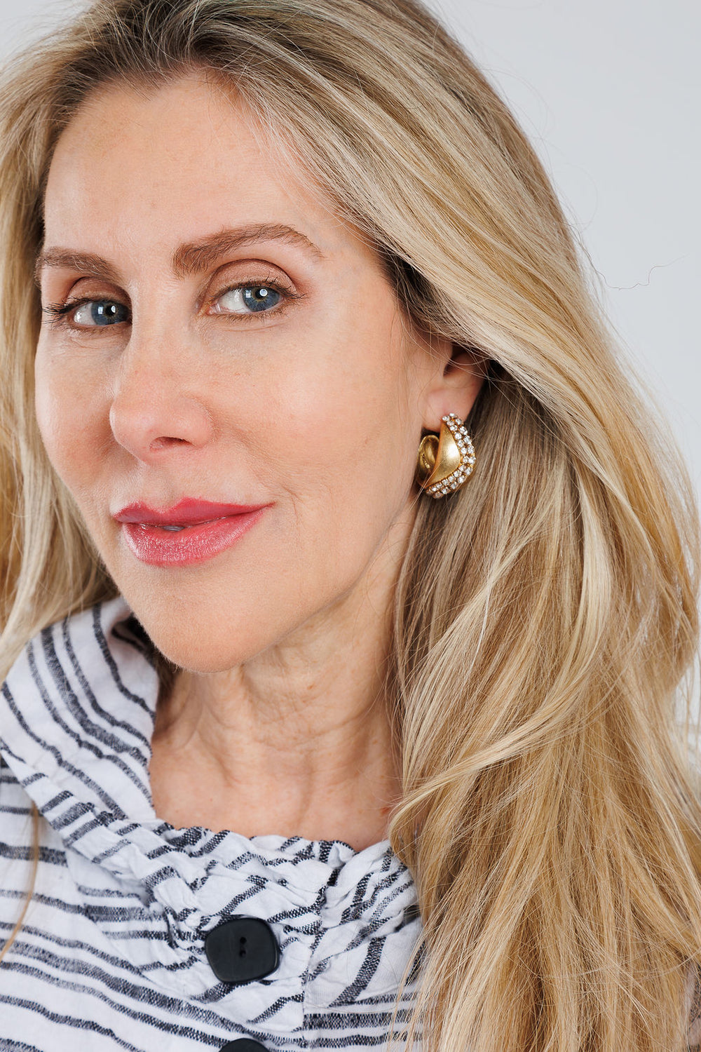 BK Jewelry Monic Gold Crystal Hoop Earrings available at Barbara Katz