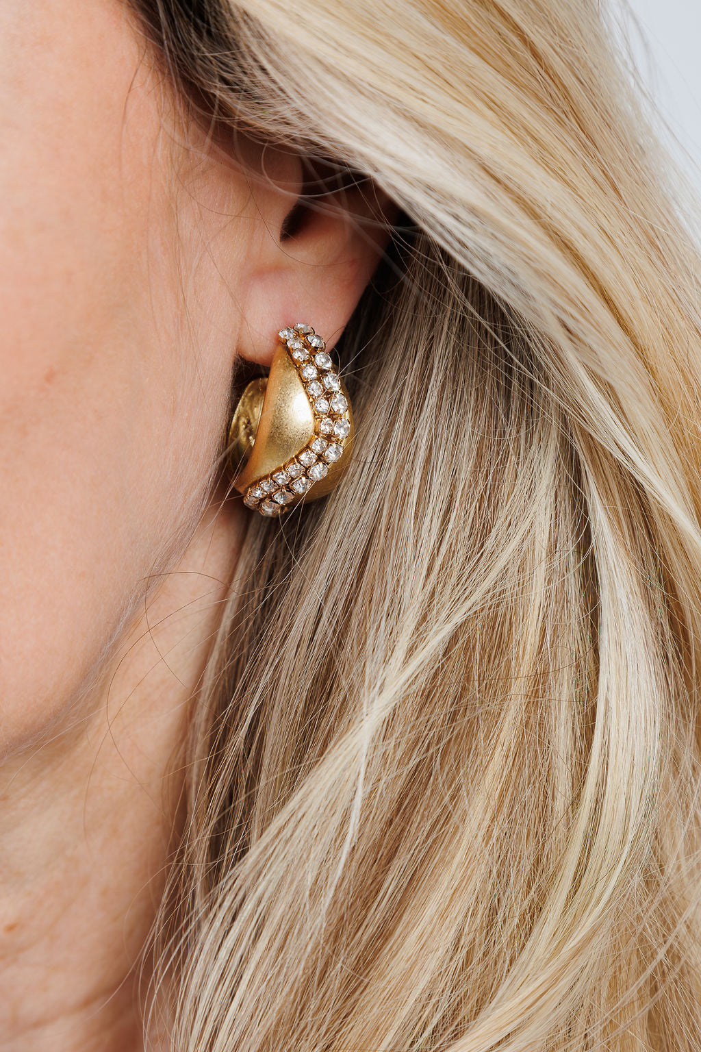 BK Jewelry Monic Gold Crystal Hoop Earrings available at Barbara Katz