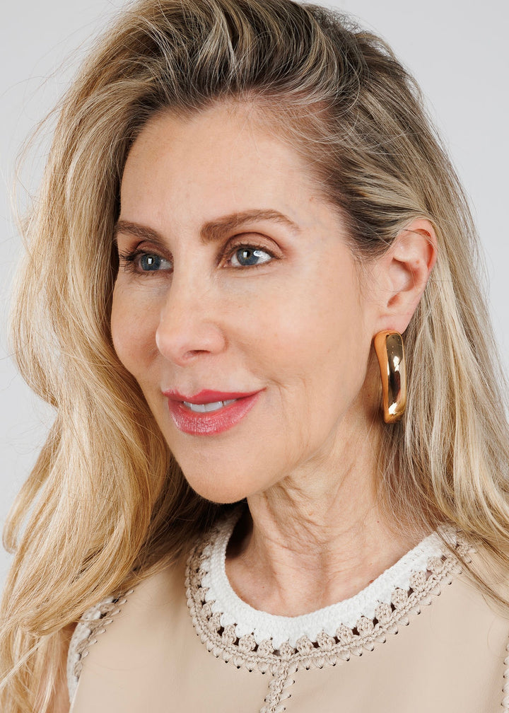 BK Jewelry Sari Gold Puffy Tapered Hoop Earrings available at Barbara Katz