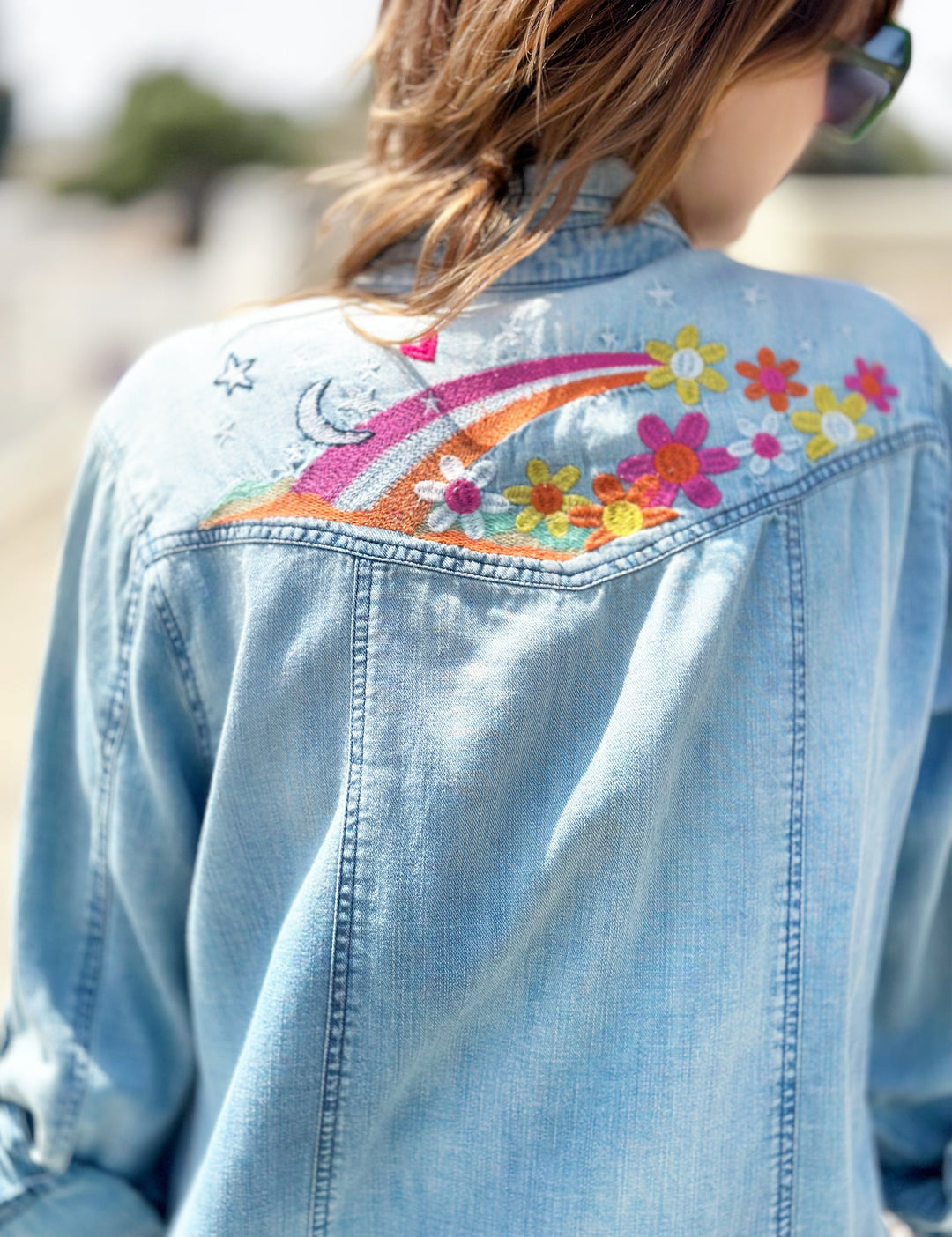 BK Moon and Stars Denim Shirt available at Barbara Katz