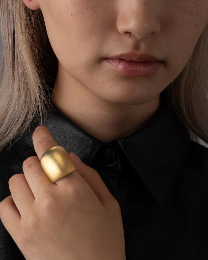 Lucite Block Ring - Gold