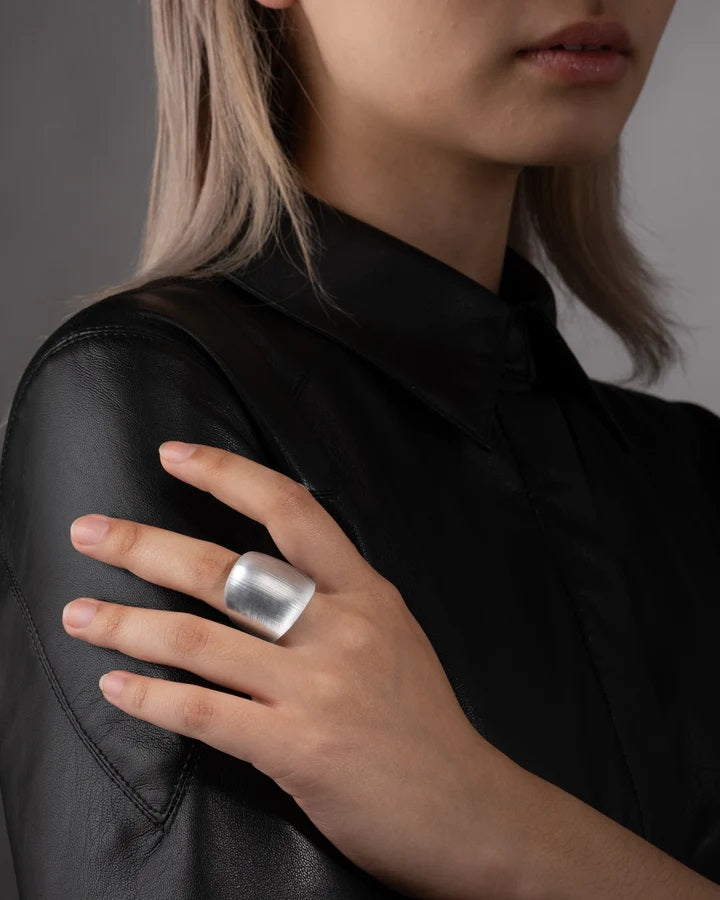 Lucite Block Ring - Silver