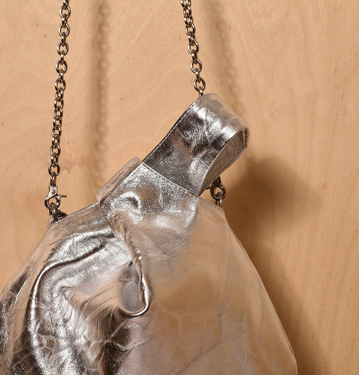 Daniella Lehavi Luna Crossbody Bag in Silver available at Barbara Katz