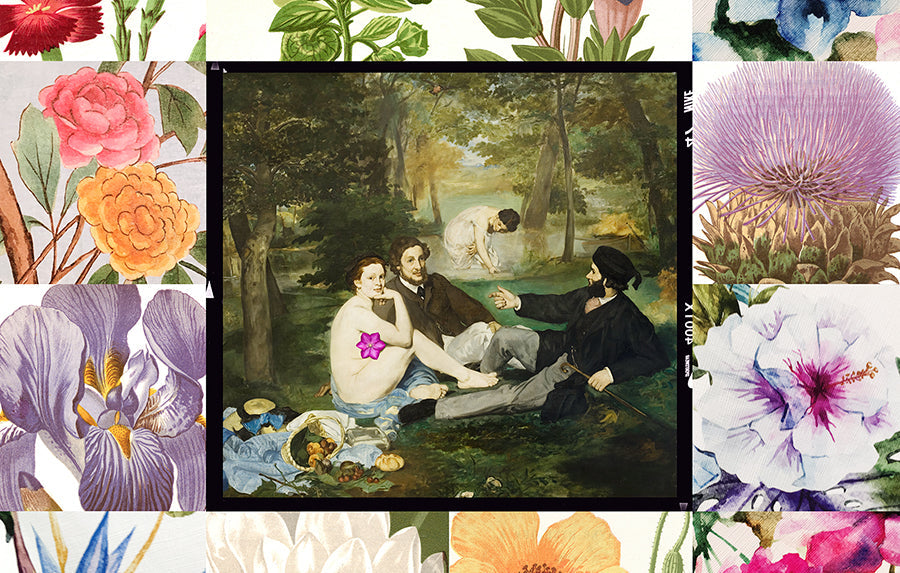 Suzi Roher Lily, Lunching On The Grass Scarf available at Barbara Katz