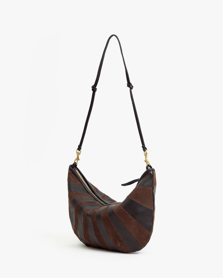 Clare V Lune Bag in Black/Chocolate Sunburst available at Barbara Katz