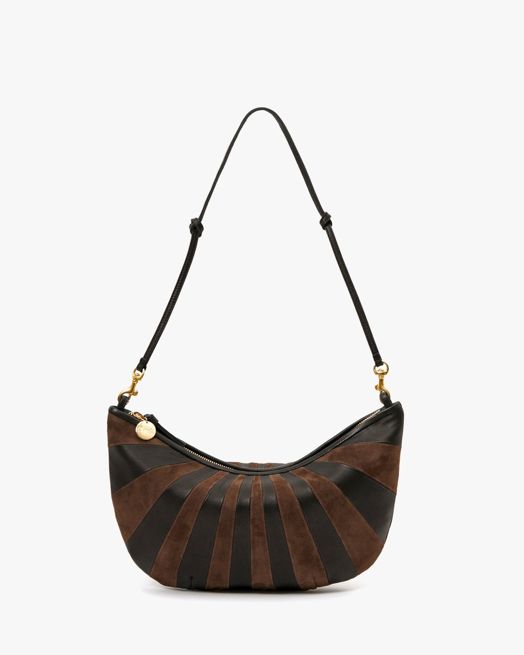 Clare V Lune Bag in Black/Chocolate Sunburst available at Barbara Katz