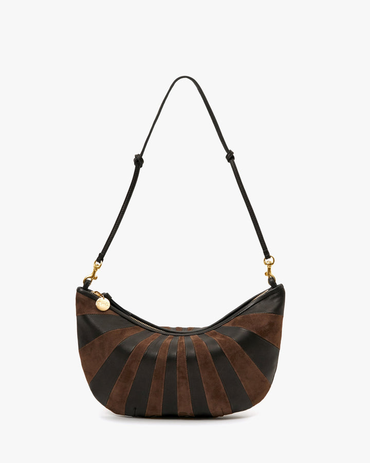 Clare V Lune Bag in Black/Chocolate Sunburst available at Barbara Katz