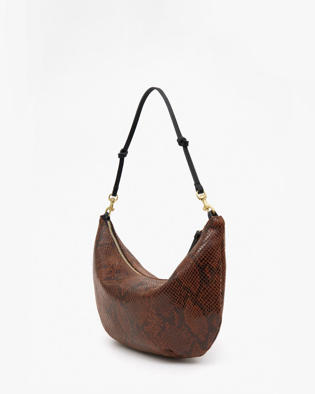 Clare V Lune Bag in Auburn Pierre Python available at Barbara Katz