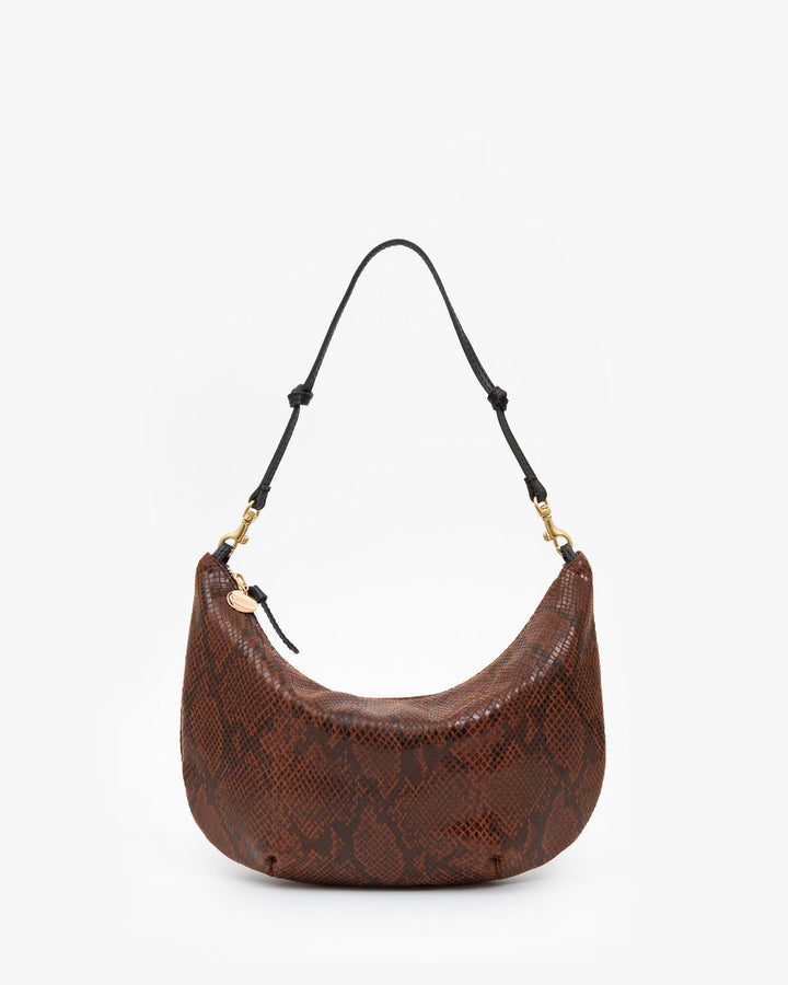 Clare V Lune Bag in Auburn Pierre Python available at Barbara Katz