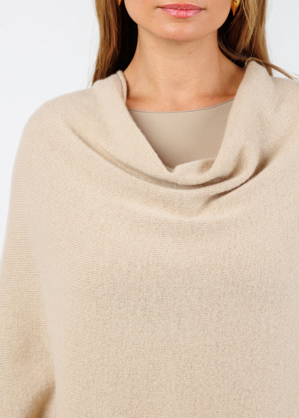 BK Lydia Lurex Topper in Chai/Gold available at Barbara Katz