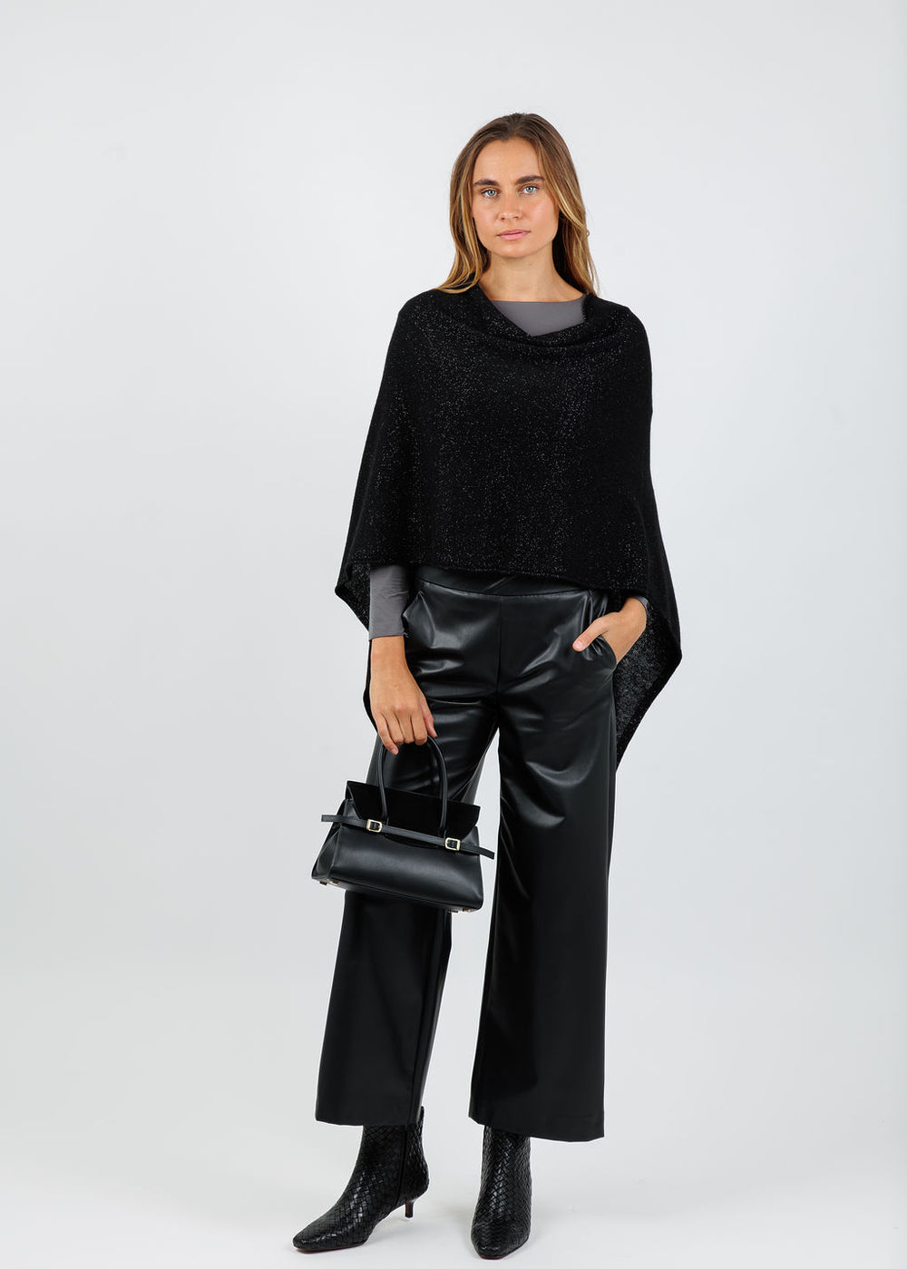 BK Lydia Lurex Topper in Ebony/Black available at Barbara Katz