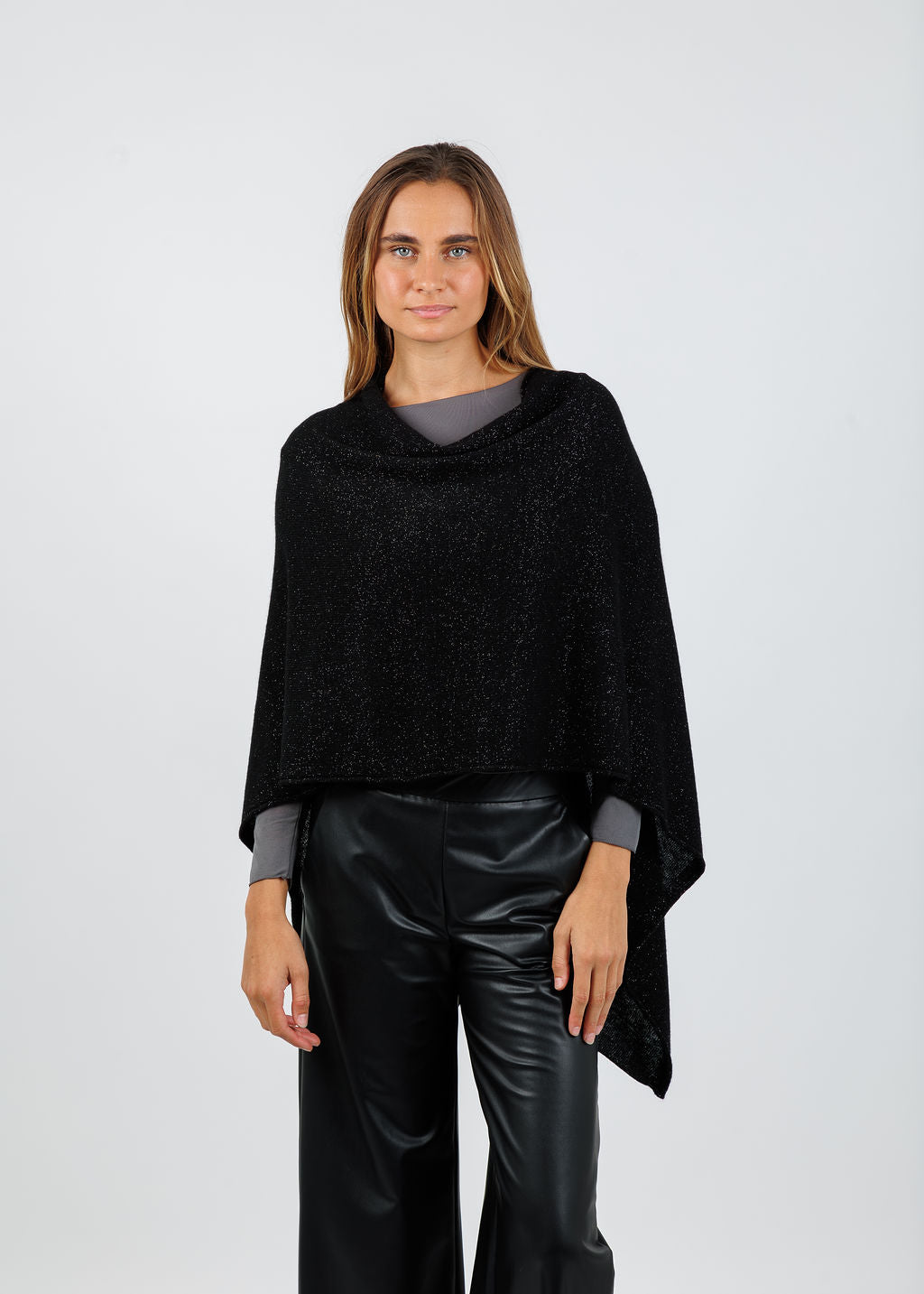 BK Lydia Lurex Topper in Ebony/Black available at Barbara Katz