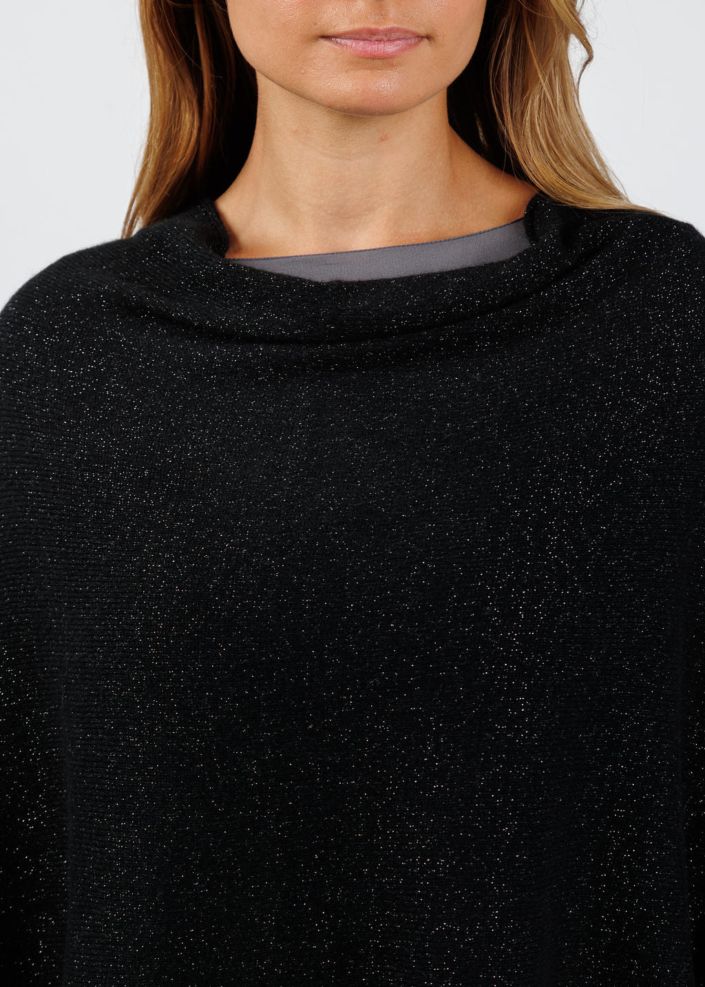 BK Lydia Lurex Topper in Ebony/Black available at Barbara Katz