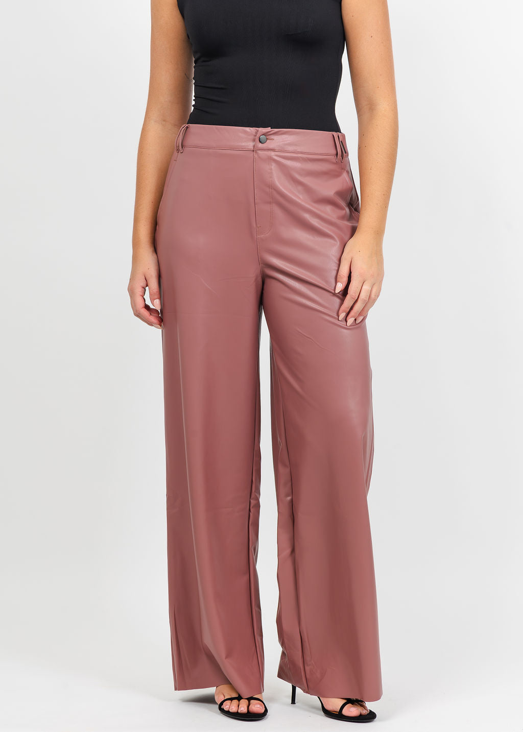 Lysse Ada Pull-On Transeasonal Vegan Leather Trouser in Antique Rose available at Barbara Katz