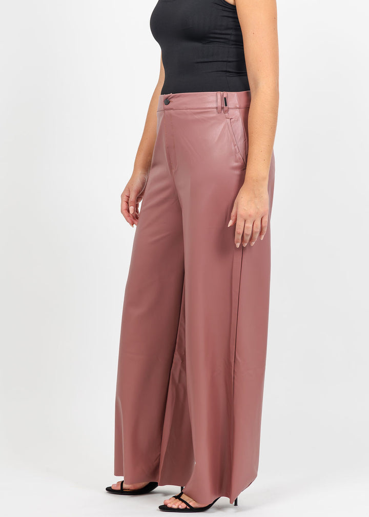 Lysse Ada Pull-On Transeasonal Vegan Leather Trouser in Antique Rose available at Barbara Katz