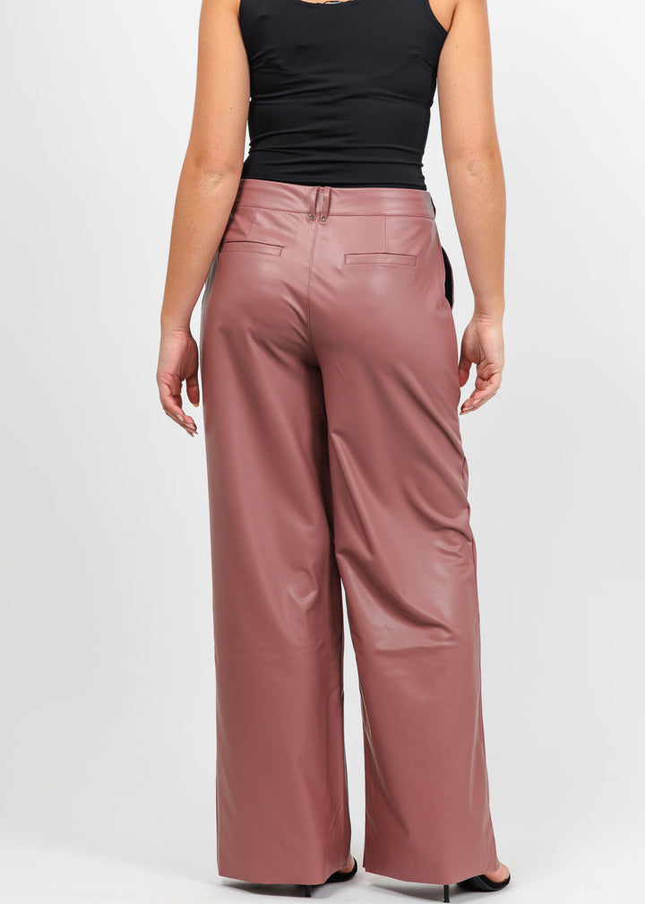 Lysse Ada Pull-On Transeasonal Vegan Leather Trouser in Antique Rose available at Barbara Katz