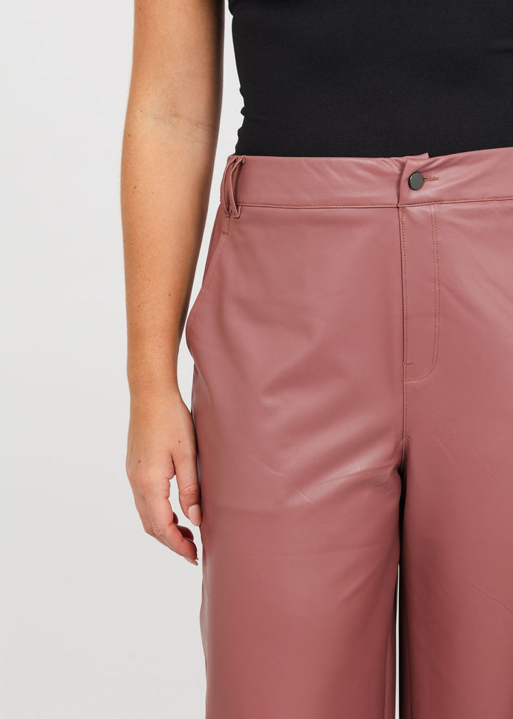 Lysse Ada Pull-On Transeasonal Vegan Leather Trouser in Antique Rose available at Barbara Katz