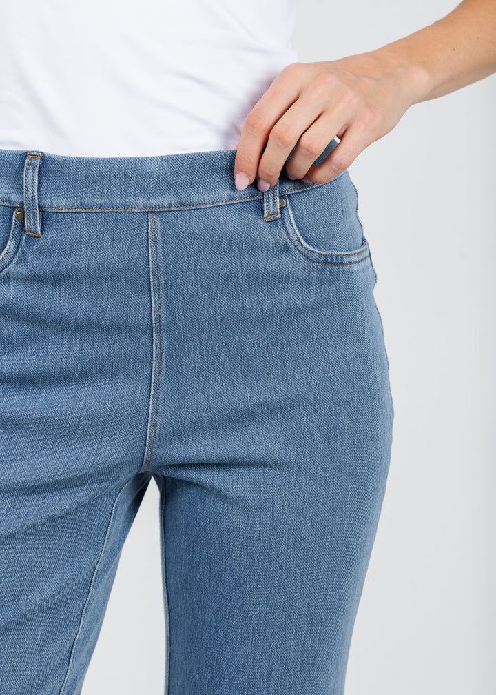 Lysse Billie Eyelet Straight Denim in Bleached Blue available at Barbara Katz