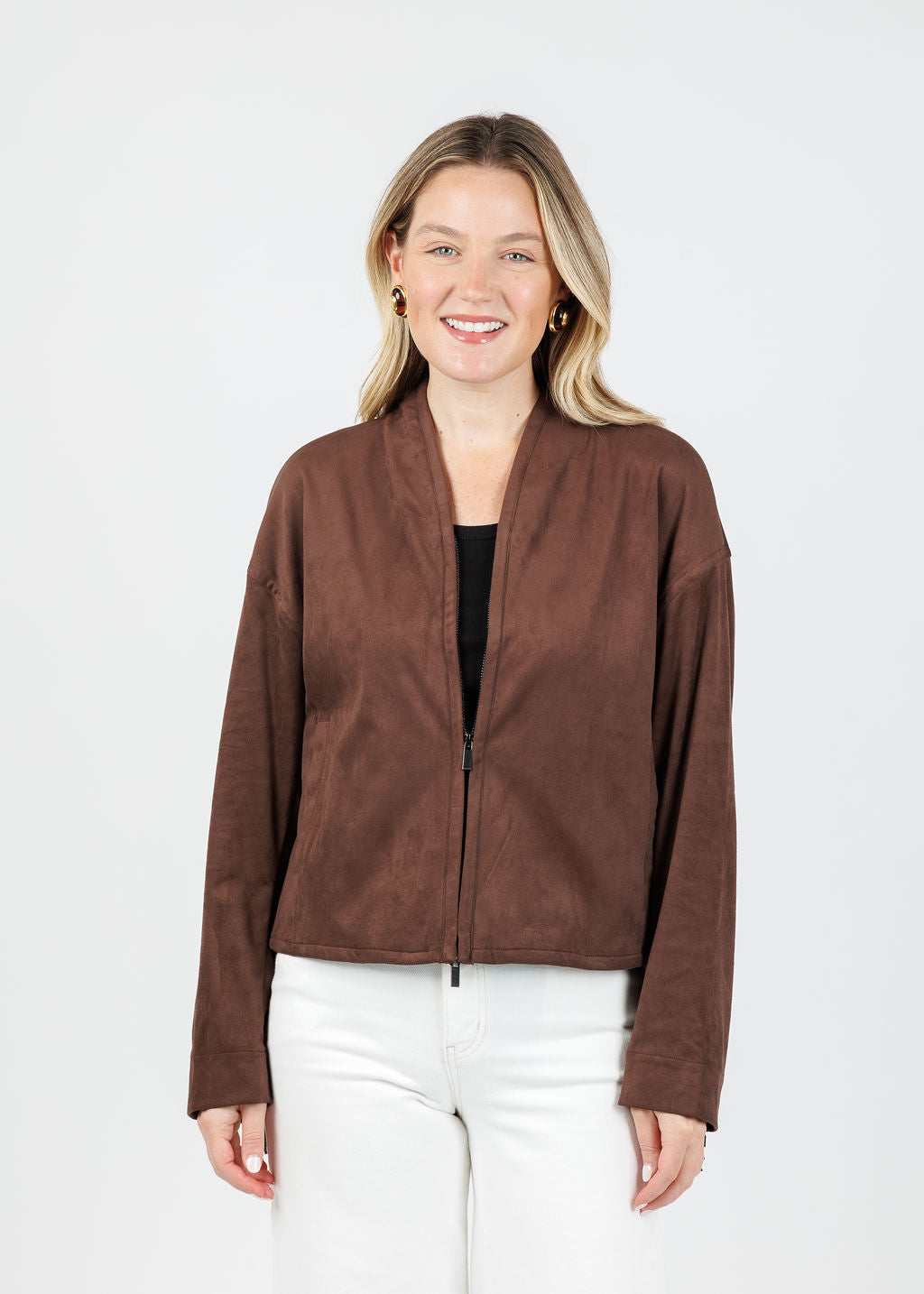Lysse Candence Fringe Suede Jacket in Wood available at Barbara Katz