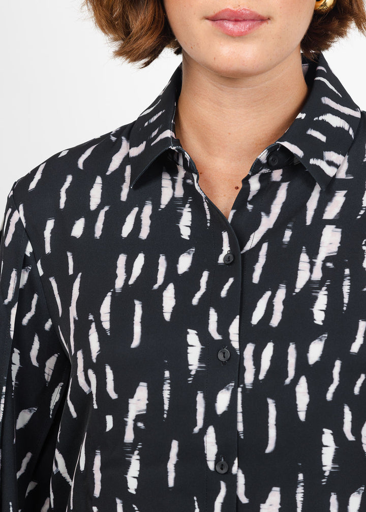 Lysse Elizabeth Pleated Balloon Sleeve Shirt in Winter Black Shadow available at Barbara Katz