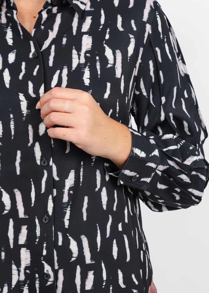 Lysse Elizabeth Pleated Balloon Sleeve Shirt in Winter Black Shadow available at Barbara Katz
