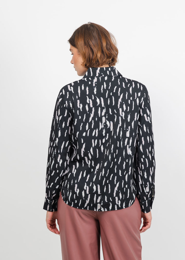 Lysse Elizabeth Pleated Balloon Sleeve Shirt in Winter Black Shadow available at Barbara Katz