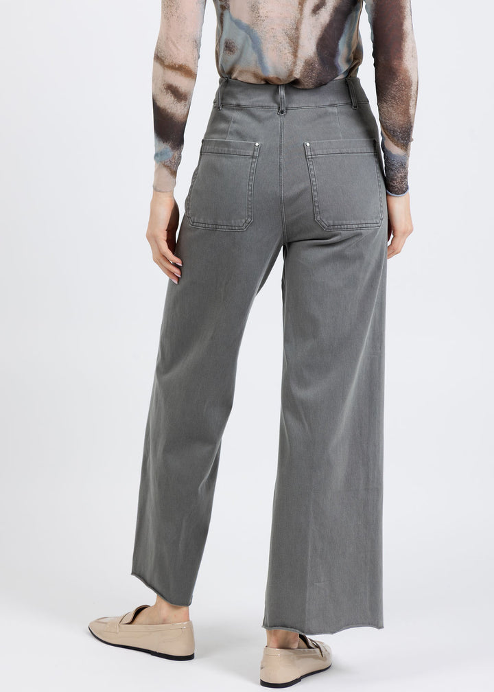 Lysse Erin High Waist Wide Leg Denim Pants in Antique Wash Charcoal available at Barbara Katz