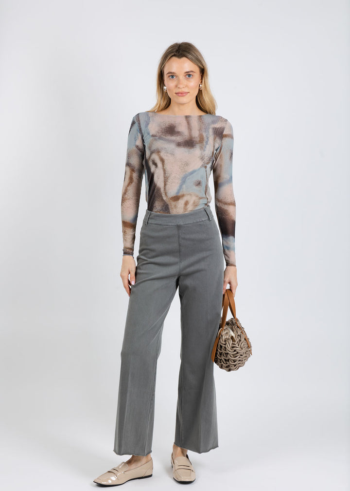 Lysse Erin High Waist Wide Leg Denim Pants in Antique Wash Charcoal available at Barbara Katz