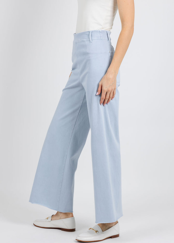 Lysse Erin High Waist Wide Leg Denim Pants in Chalk Blue available at Barbara Katz