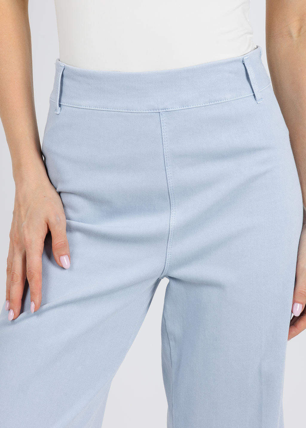 Lysse Erin High Waist Wide Leg Denim Pants in Chalk Blue available at Barbara Katz