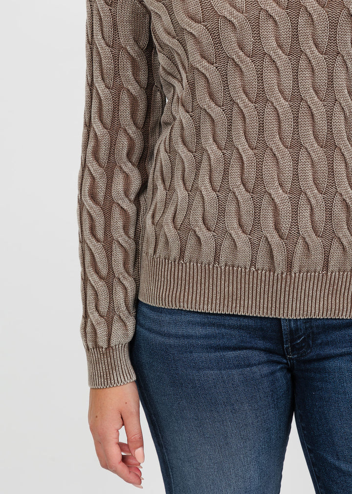 Lysse Farrah Sunwashed V-Neck Sweater in Frosted Cocoa available at Barbara Katz