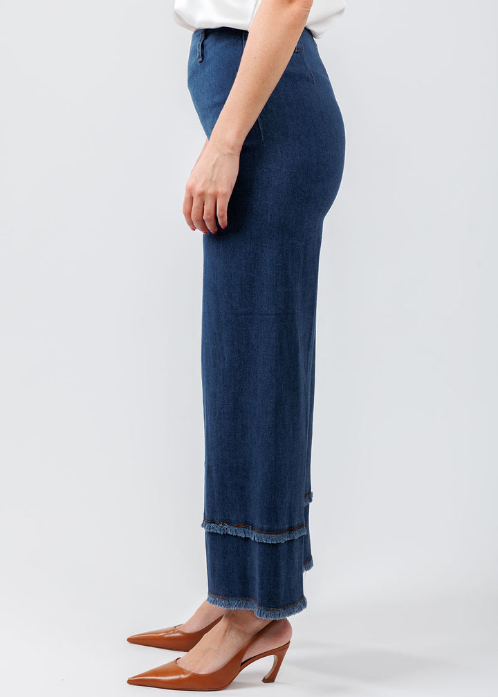 Lysse Fringe Wide Leg Denim in Mid Wash available at Barbara Katz