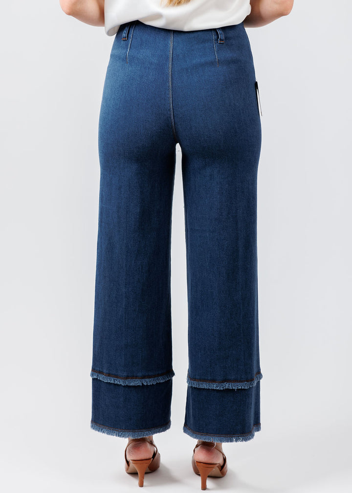 Lysse Fringe Wide Leg Denim in Mid Wash available at Barbara Katz