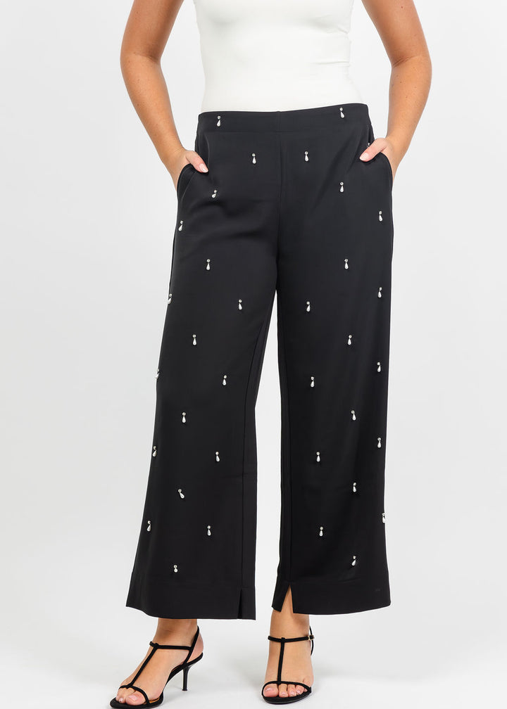 Lysse Genesis Embellished Stretch Woven Pant in Black available at Barbara Katz