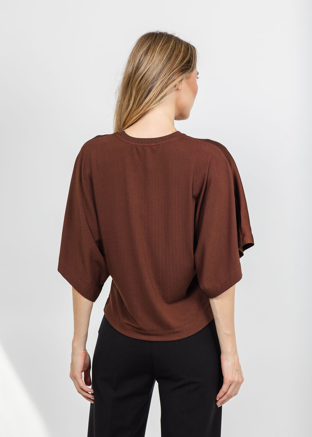 Lysse Ginger Mix-Media Dolman Tee - Maple available at Barbara Katz