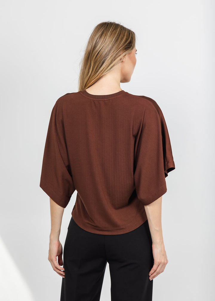 Lysse Ginger Mix-Media Dolman Tee - Maple available at Barbara Katz