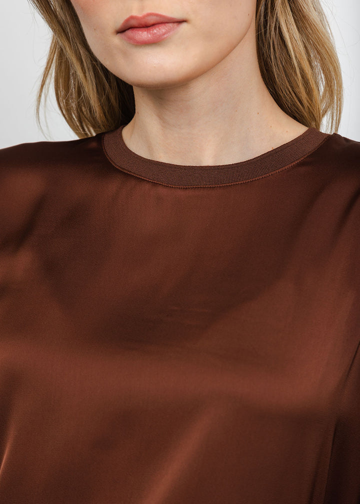 Lysse Ginger Mix-Media Dolman Tee - Maple available at Barbara Katz