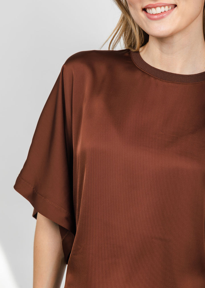 Lysse Ginger Mix-Media Dolman Tee - Maple available at Barbara Katz