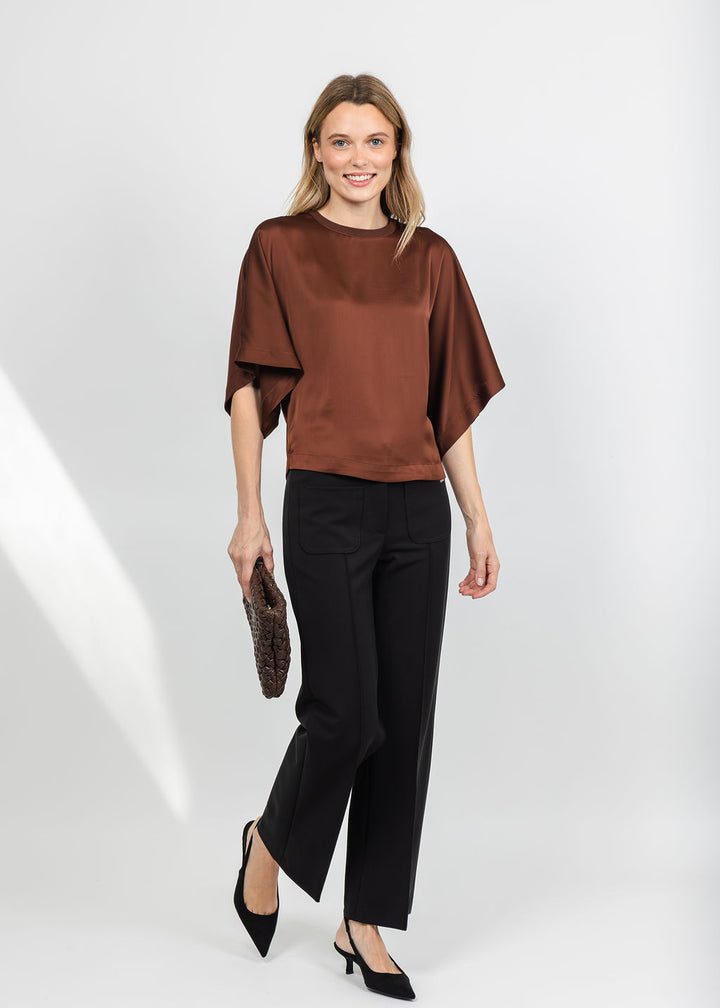 Lysse Ginger Mix-Media Dolman Tee - Maple available at Barbara Katz