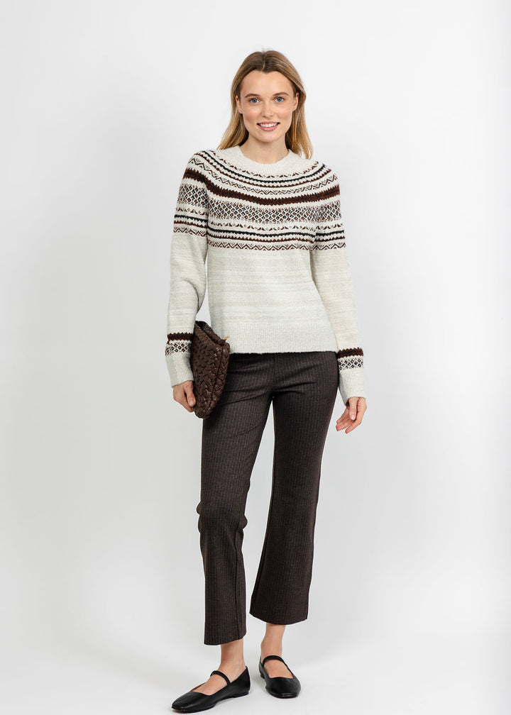 Lysse Harriet Fair Isle Sweater - Fair Isle Jacquard paired with Lysse Baby Boot Ankle Pant - Hairline Stripe available at Barbara Katz