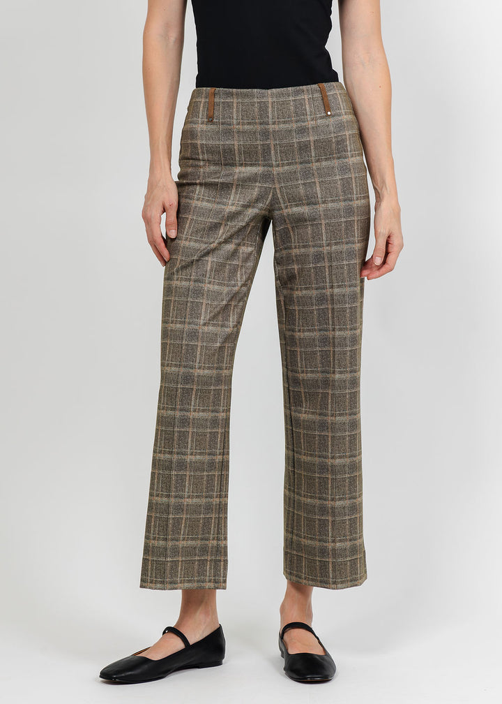 Lysse Livia Crop Pant - Smoked Green Plaid available at Barbara Katz