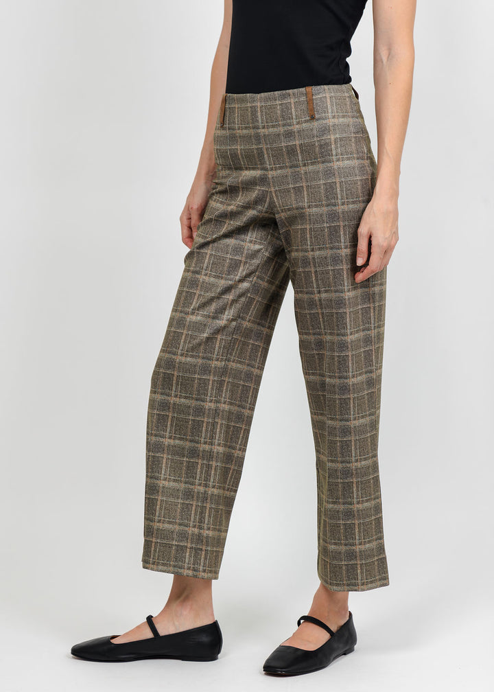Lysse Livia Crop Pant - Smoked Green Plaid available at Barbara Katz