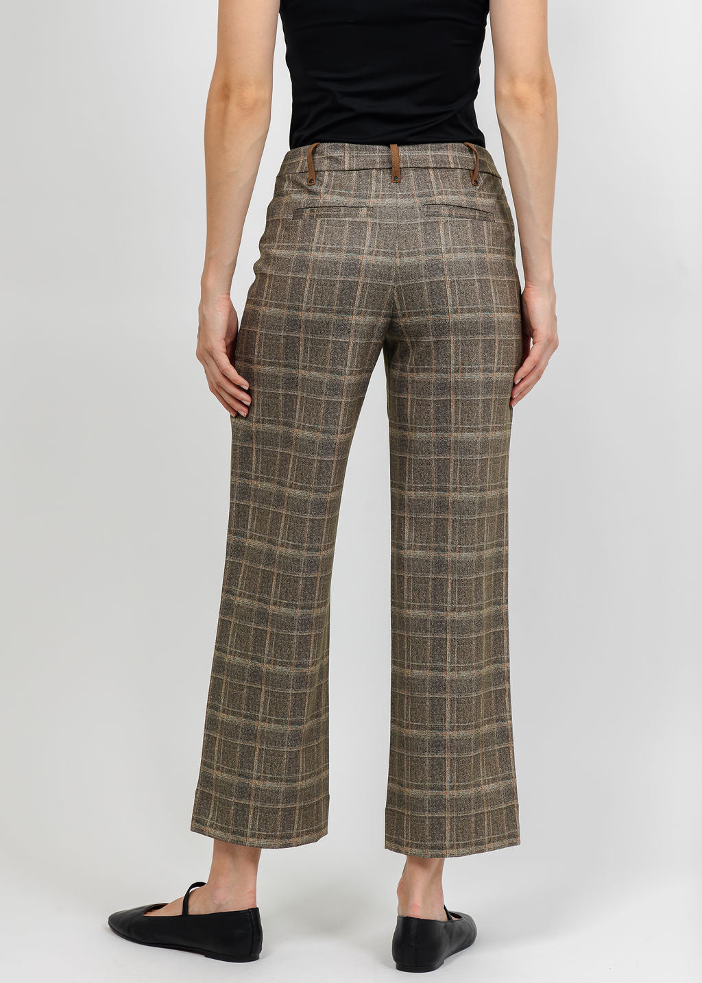 Lysse Livia Crop Pant - Smoked Green Plaid available at Barbara Katz