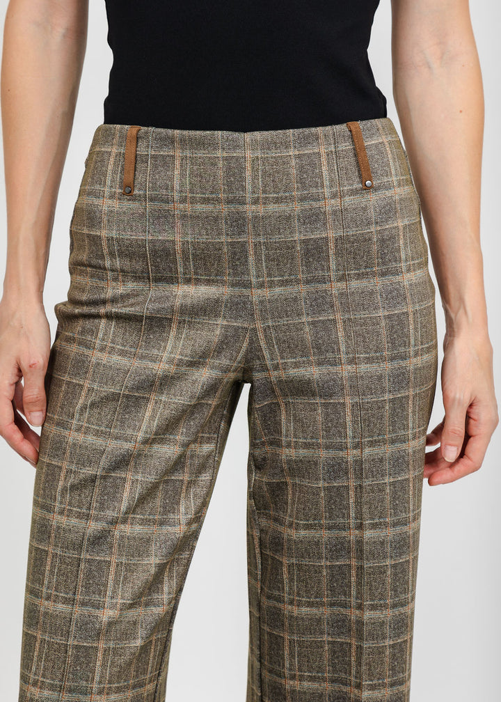 Lysse Livia Crop Pant - Smoked Green Plaid available at Barbara Katz
