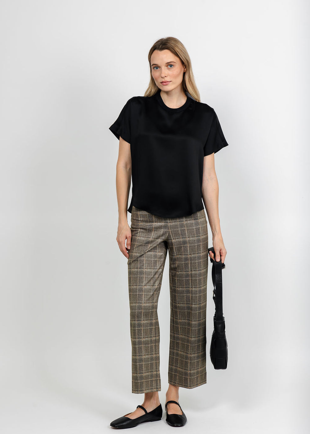 Lysse Livia Crop Pant - Smoked Green Plaid available at Barbara Katz