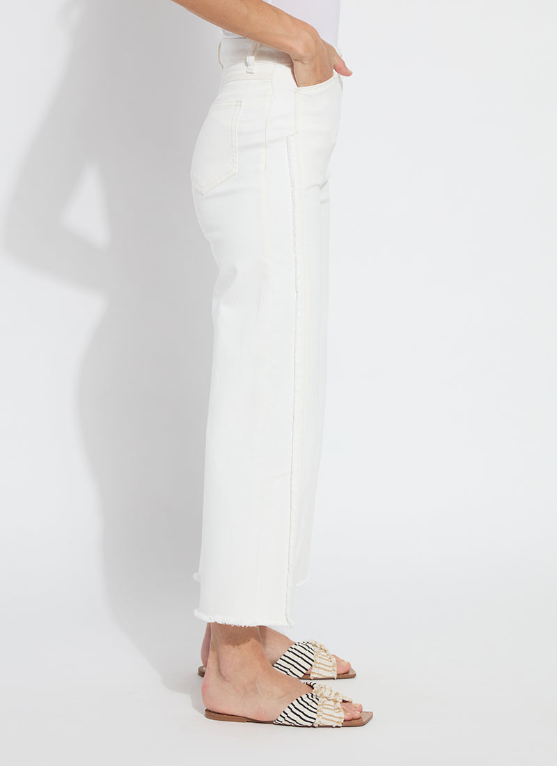 Lysse Noah Hi Waist Crop Wide Fringe Jeans in Ecru White available at Barbara Katz