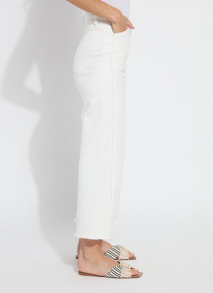 Lysse Noah Hi Waist Crop Wide Fringe Jeans in Ecru White available at Barbara Katz
