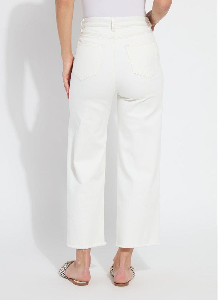 Lysse Noah Hi Waist Crop Wide Fringe Jeans in Ecru White available at Barbara Katz