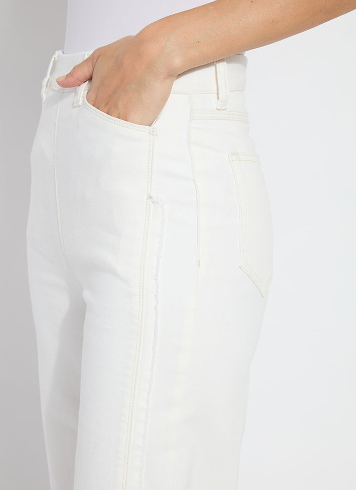 Lysse Noah Hi Waist Crop Wide Fringe Jeans in Ecru White available at Barbara Katz