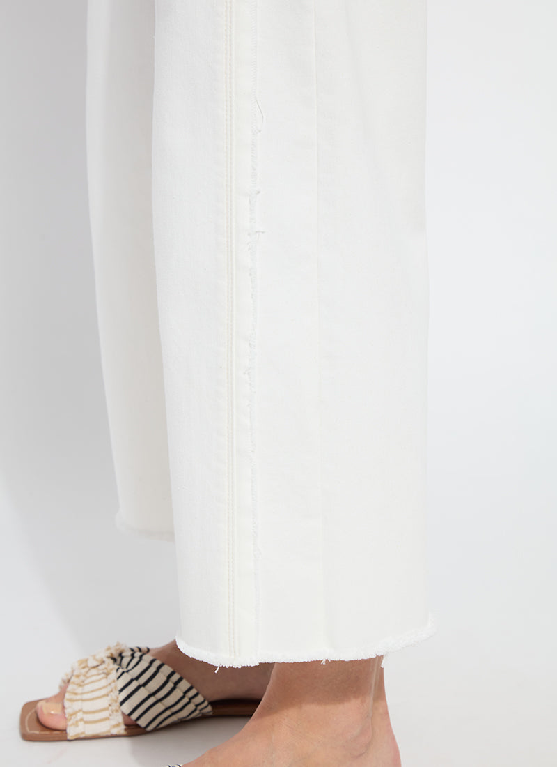 Lysse Noah Hi Waist Crop Wide Fringe Jeans in Ecru White available at Barbara Katz
